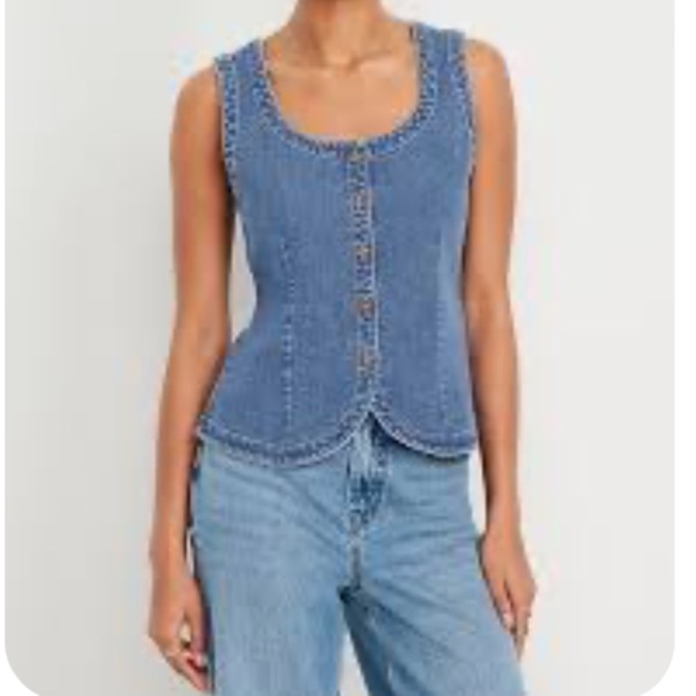 Old Navy Classic Blue Denim Vest S NWT
